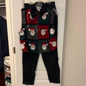 Holiday Santa Patchwork Vest and Pants Set
